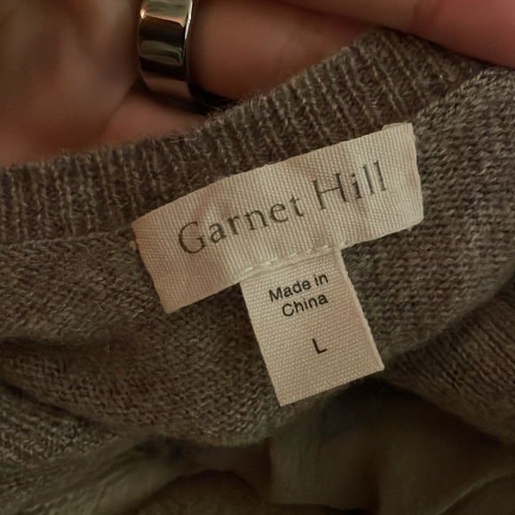 Garnet Hill Women's 100% Cashmere Tan Jumper Sweater - Picture 5 of 6